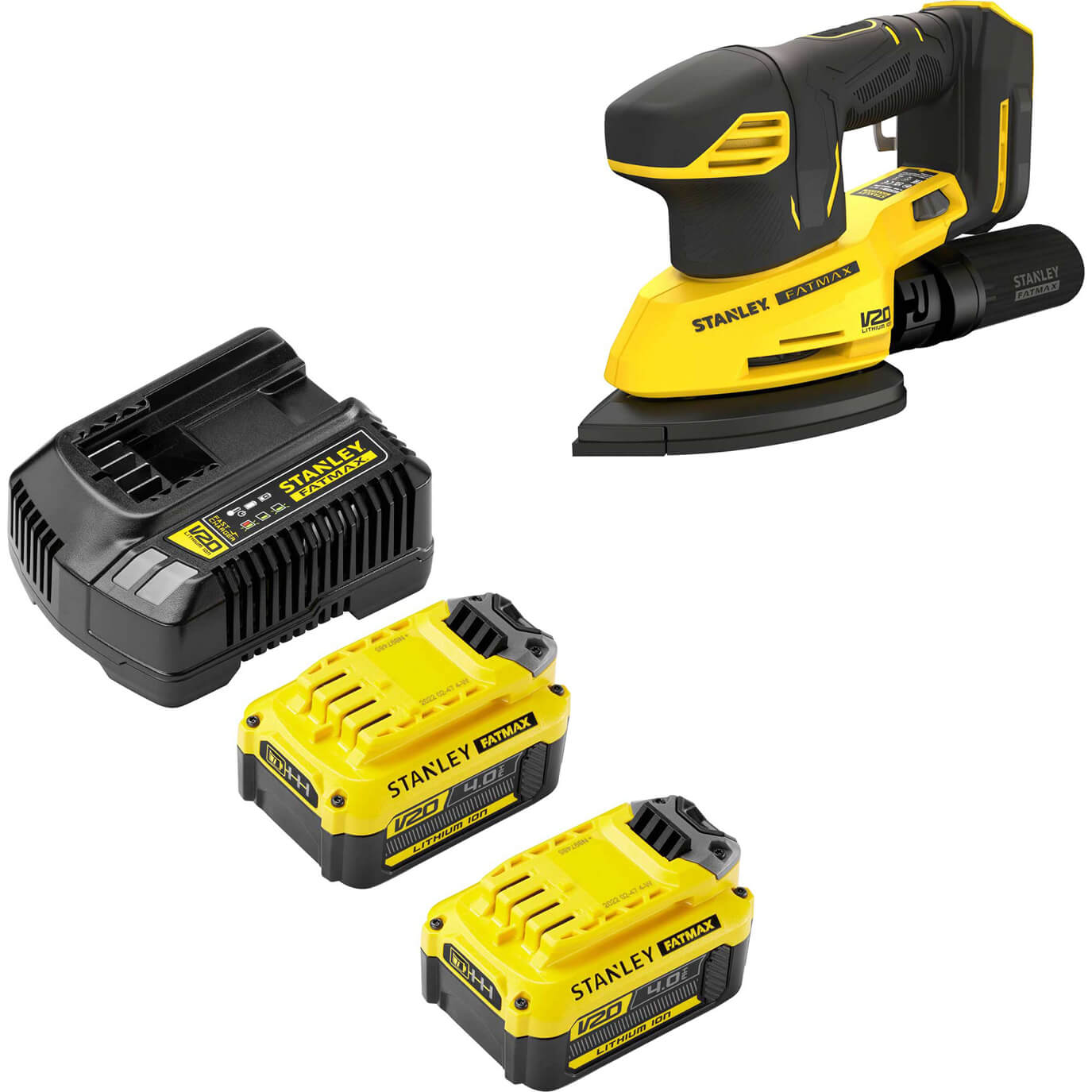Stanley Fatmax V20 SFMCW221 18v Cordless Detail Sander 2 x 4ah Li-ion Battery Charger No Case