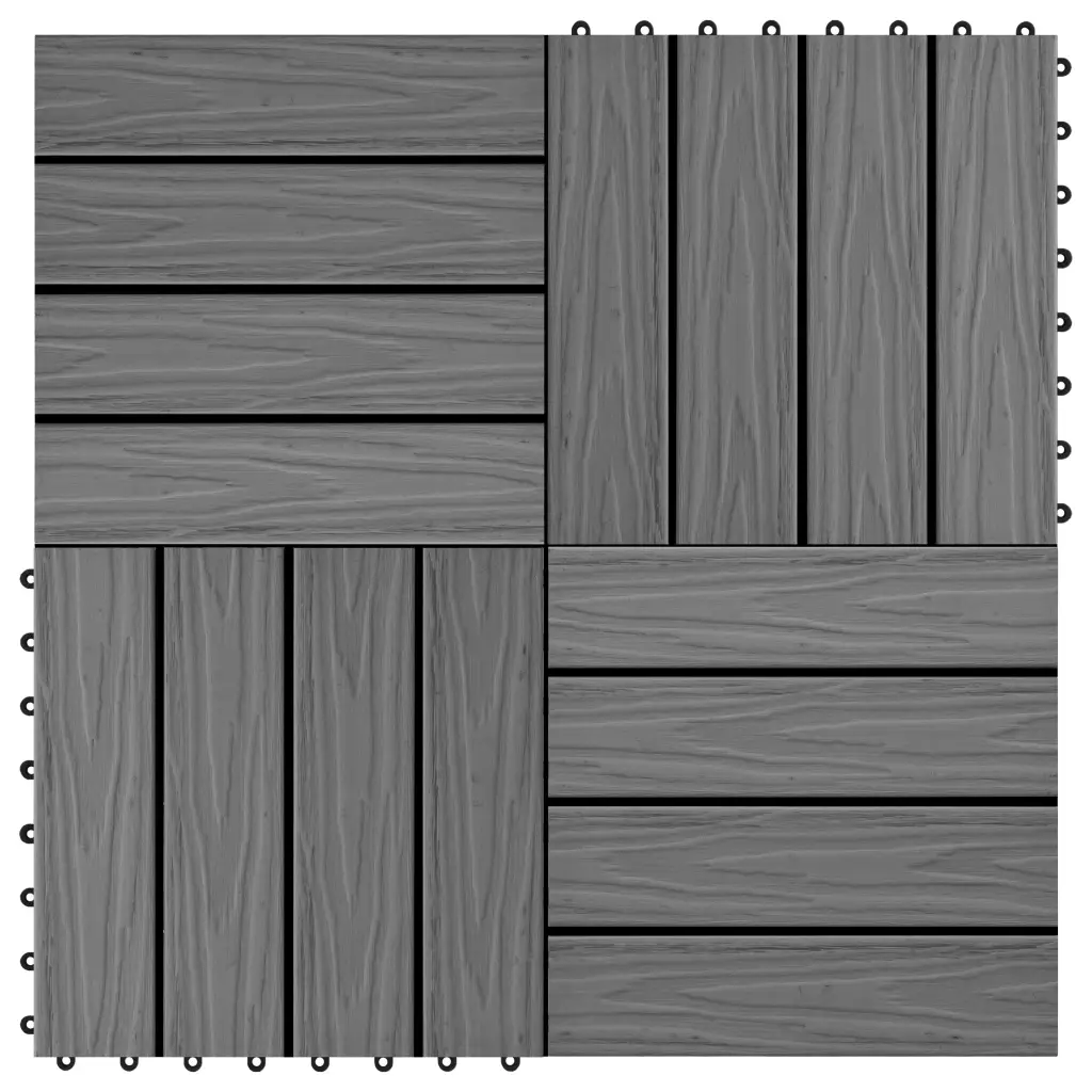VidaXL 11 pcs Decking Tiles Deep Embossed WPC 30x30 cm 1 sqm Grey