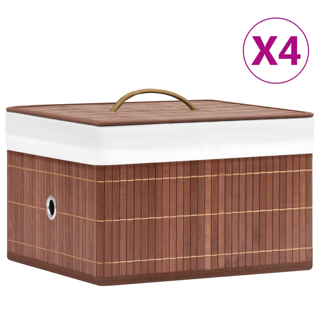 VidaXL Bamboo Storage Boxes 4 pcs Brown
