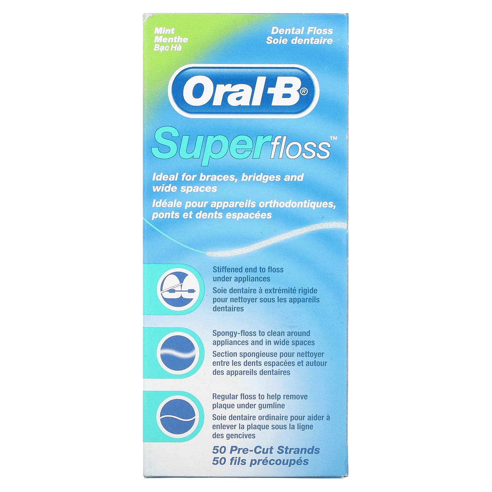Oral-B , Super Floss, Mint, 50 precut dental floss