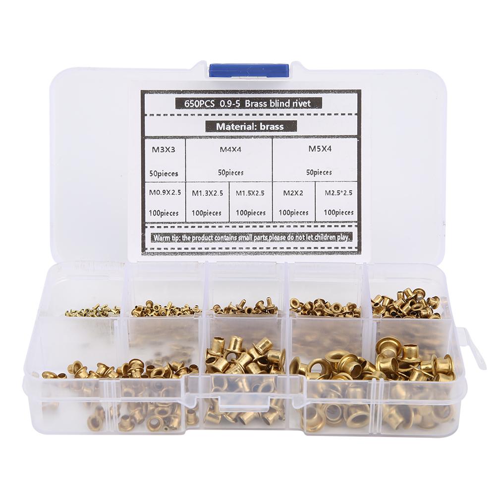 TOMTOP JMS 650Pcs Brass Eyelets Rivets Hollow Metal Buttonhole Classification Kit Hardware Accessories