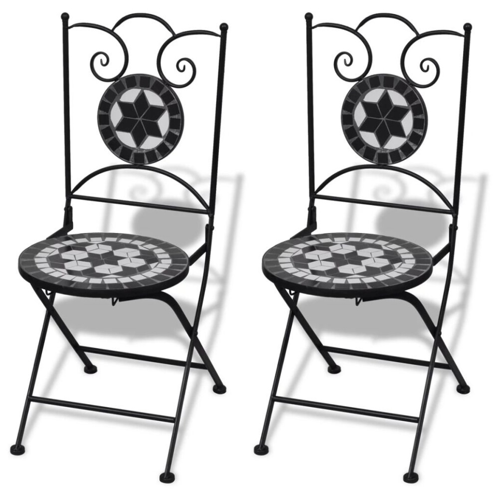 VidaXL Foldable Garden Chair Set black,white