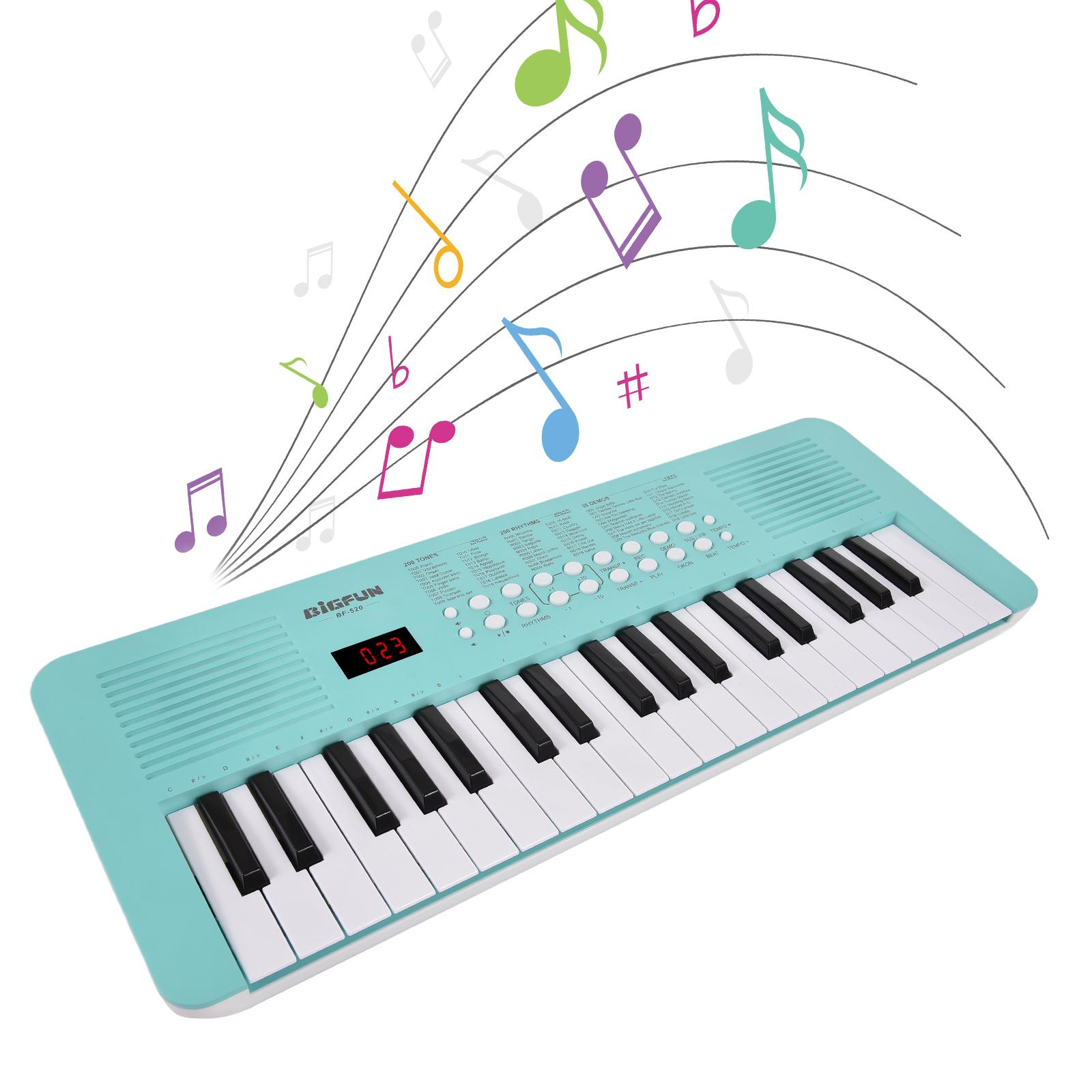 Wosawe Outdoor Sports 37 Key Electronic Keyboard Piano 200 Tones 200 Rhythms 35 Demos Musical Instrument with Microphone blue