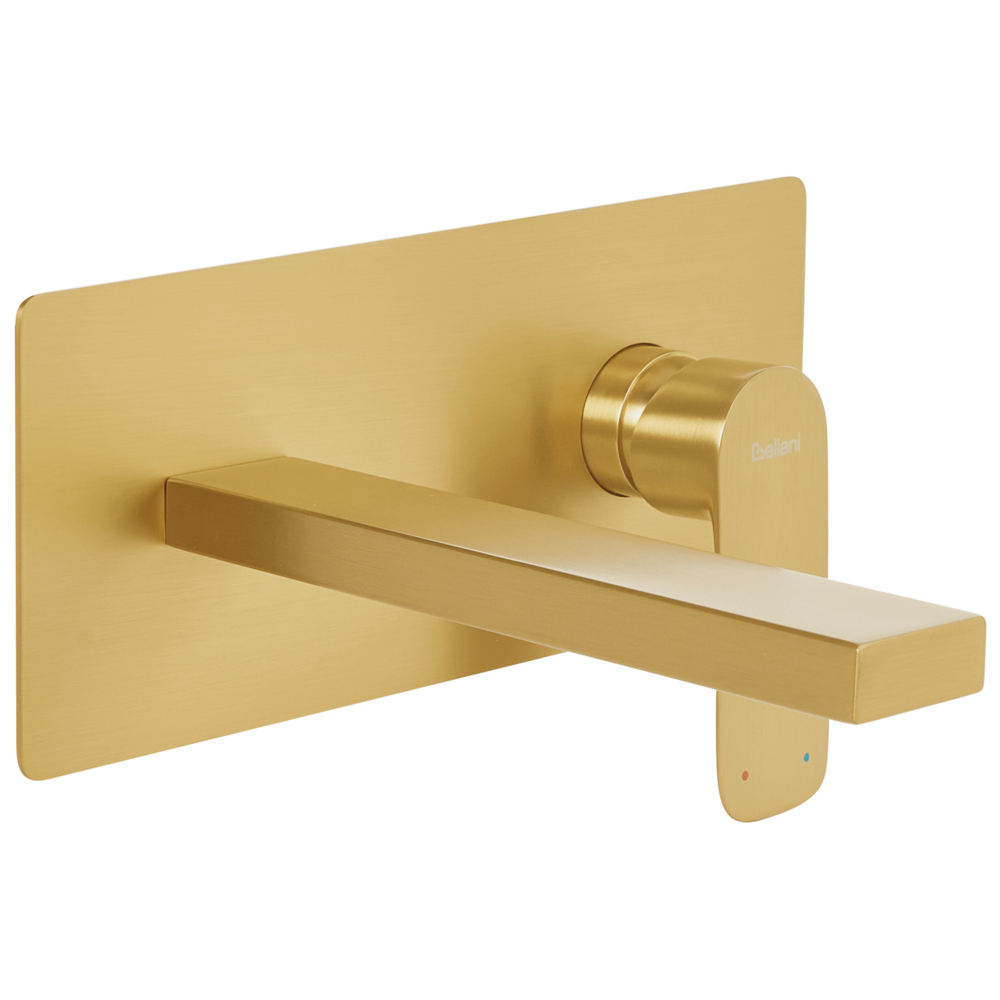 Beliani Wall Mounted Basin Mixer Tap Dichato Gold