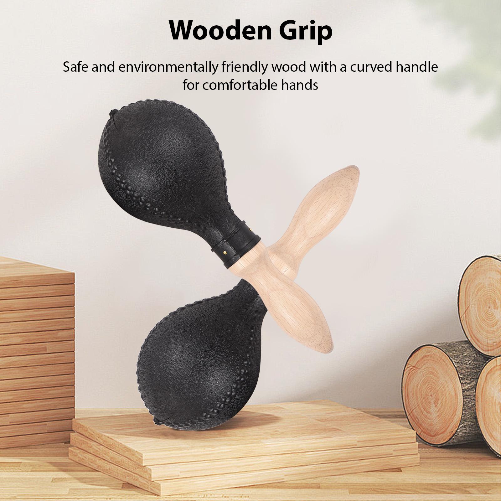 TOMTOP JMS 1 Pair 25cm Maracas Sand Hammer Percussion Musical Instruments Plastic Shell Wooden Handles Rhythm black