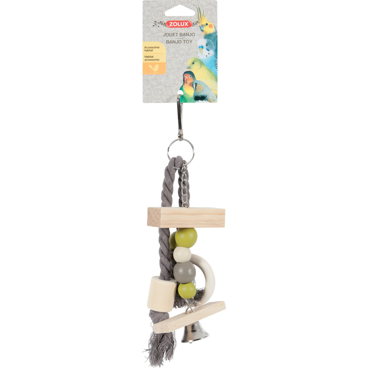 Zolux Banjo Juguete de Madera con Cuerdas para Aves 8 x 8 x 27 cm