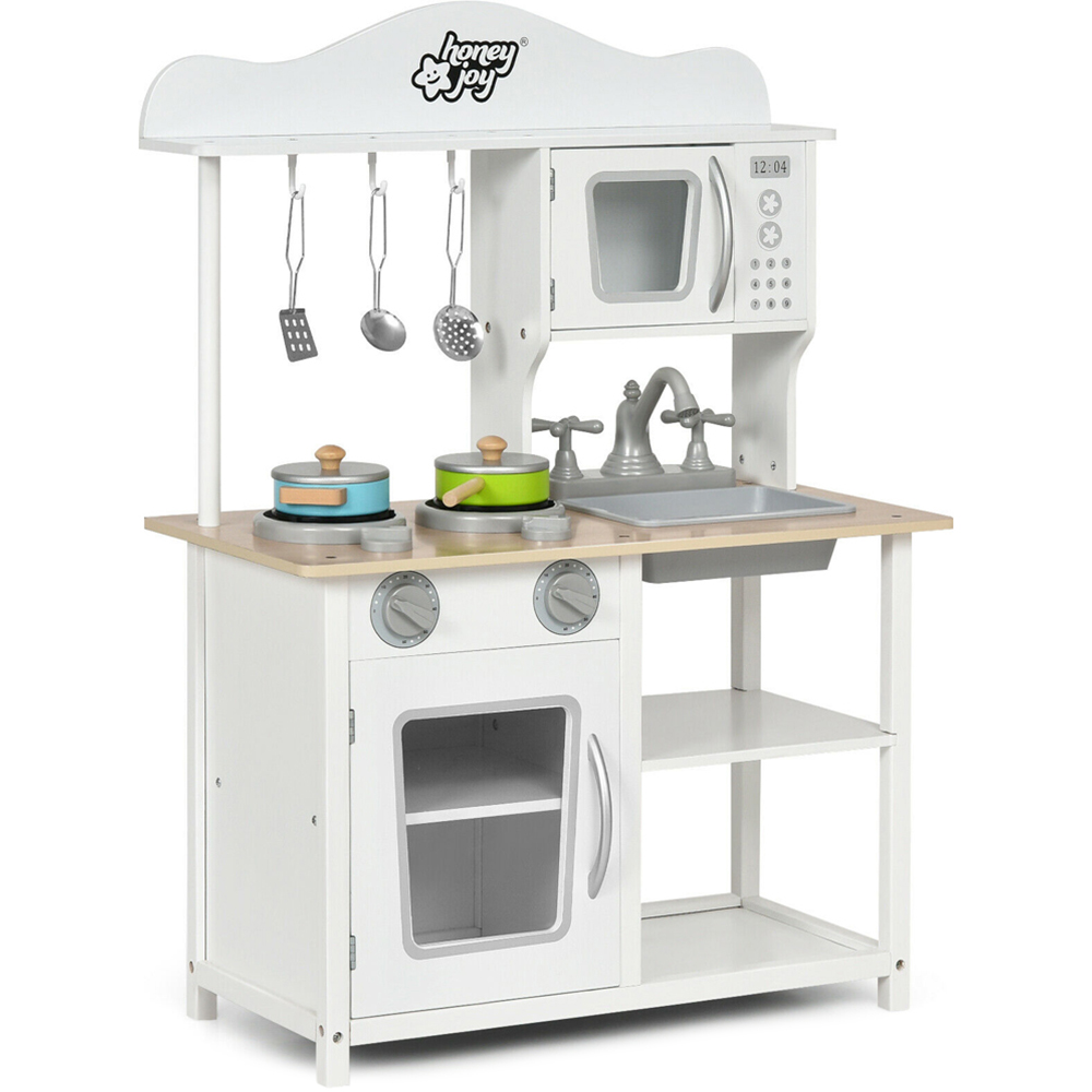 Costway Wooden Kids Play Kitchen Set brown,white