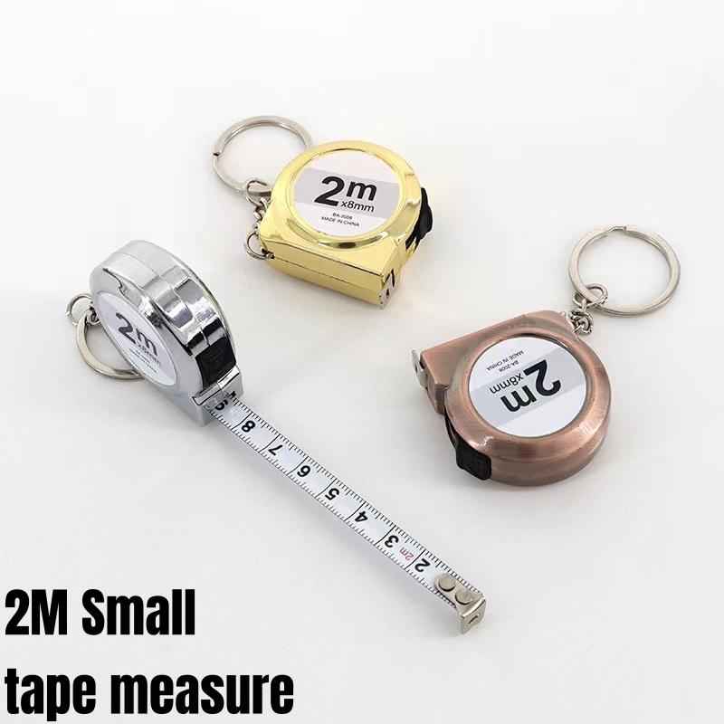 Portable Mini Measure Tape Small Household Measuring Tape Retractable 2M Steel Key Chain Tape Ruler Mini Measuring Tools gold