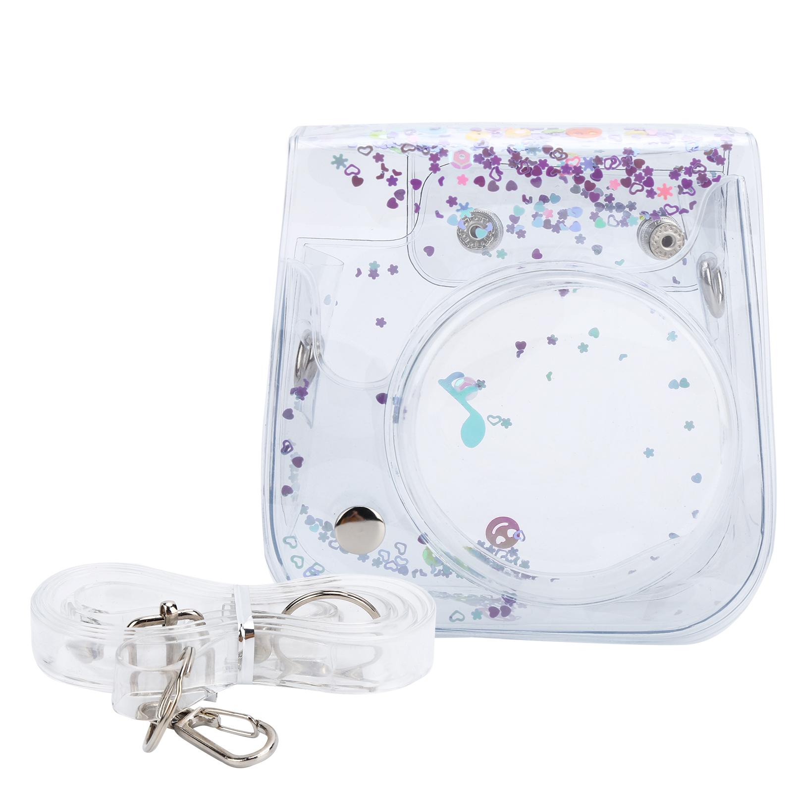 Koogeelife Transparent Mini Camera Bag PVC Case with Shoulder Strap for Fujifilm Instax Mini 1198Purple purple
