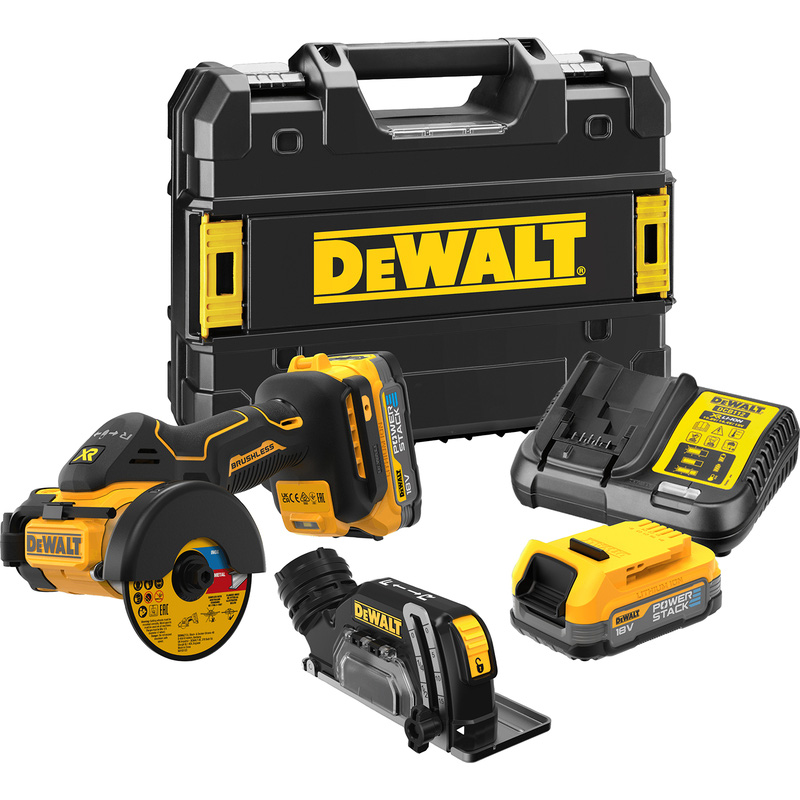 Dewalt DCS438E2T 18V 76mm Cut Off Saw 2 x Powerstack Batteries