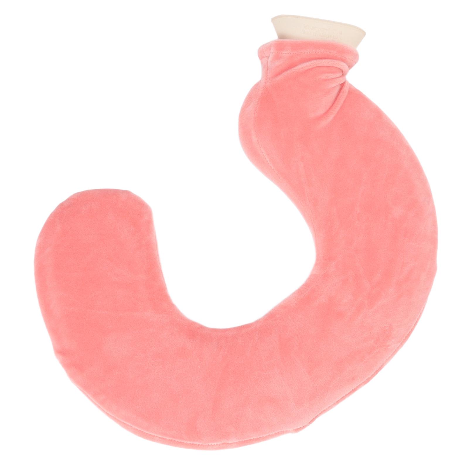 Beautyyy U Shaped Hot Water Bottle Warm Neck Soft Rubber Hot Water Bag with Detachable Cloth Cover Flesh Red