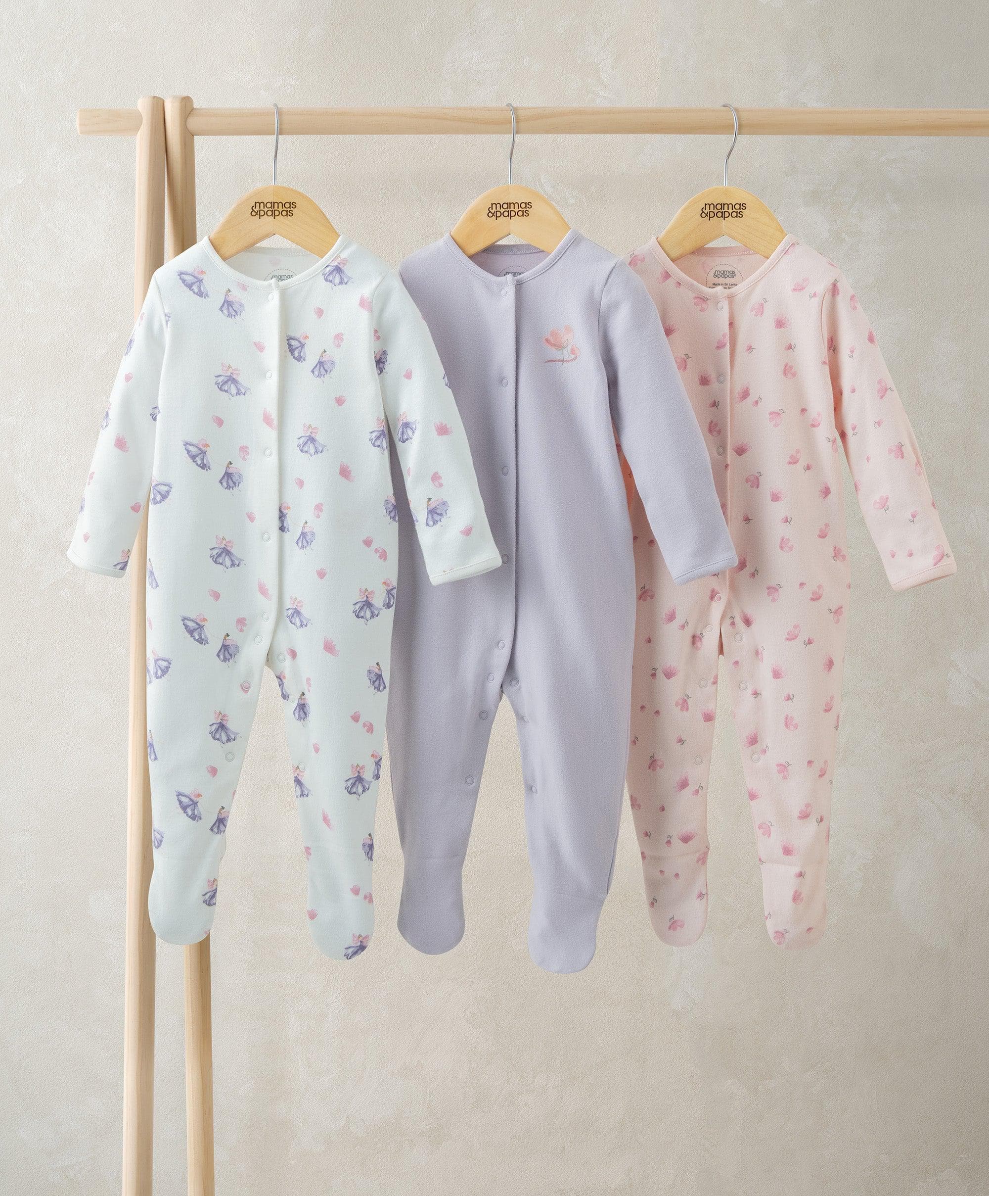 Mamas & Papas Ballerina Sleepsuits (Pack of 3)