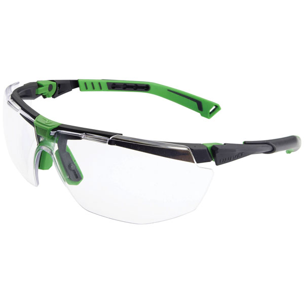 Univet 5X1-03-05 5X1 Safety Glasses Anti-Fog UV Protection Black/Green