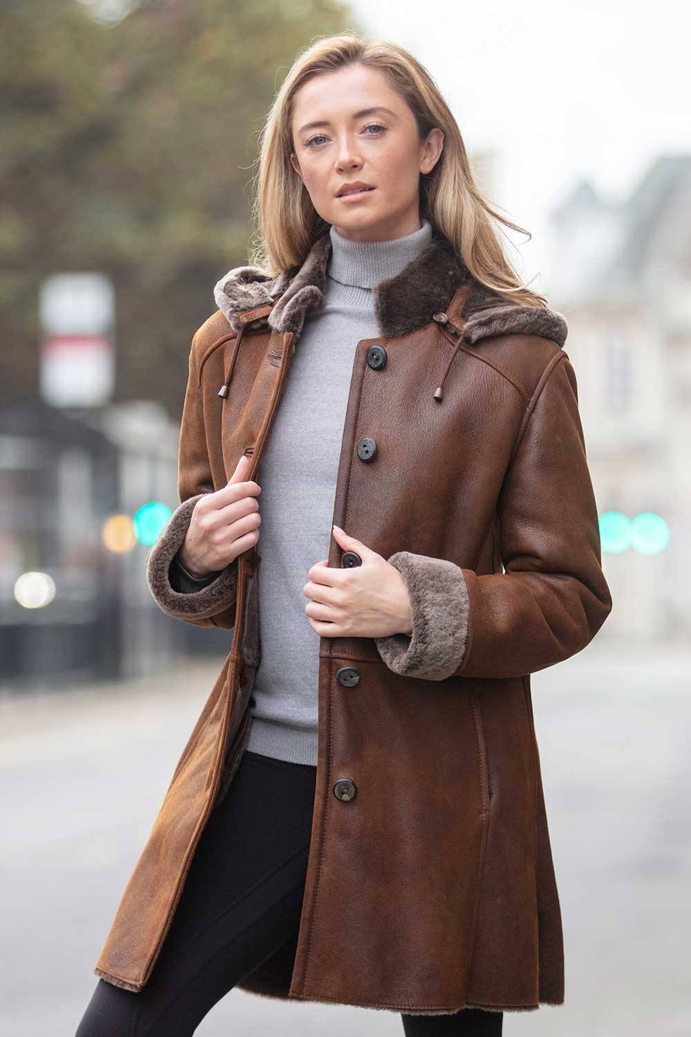 Ashwood Leather 'Lynette' Sheepskin Duffle Coat