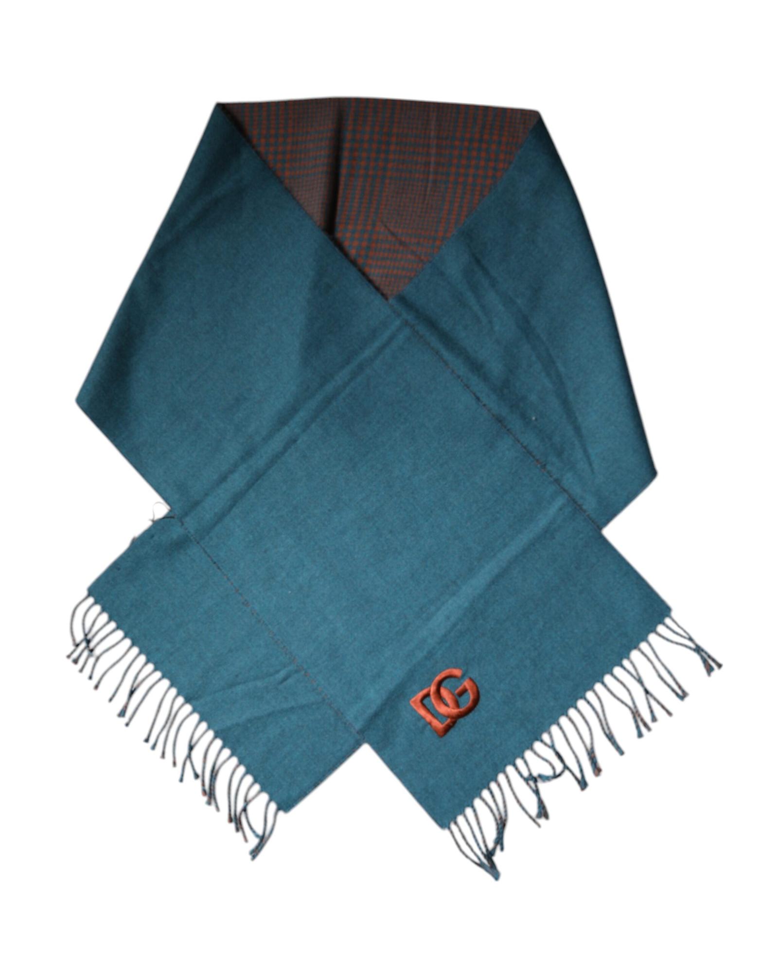 DOLCE & GABBANA Reversible Scarf with Tassels- Dark Green Scarves