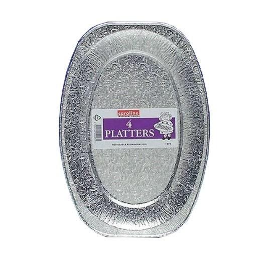 Caroline Foil Serving Platter (Pack Of 4) Silver (35Cm)
