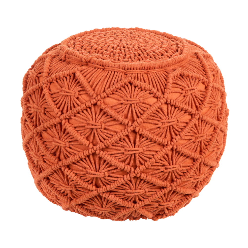 Beliani Boho Pouffe Berkane Orange Cotton
