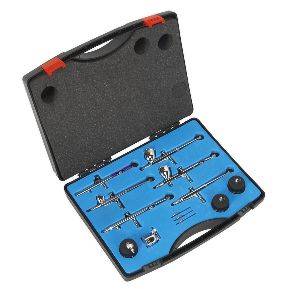 Sealey Mini Air Brush Kit 10Pc Gravity/suction Feed Ab936