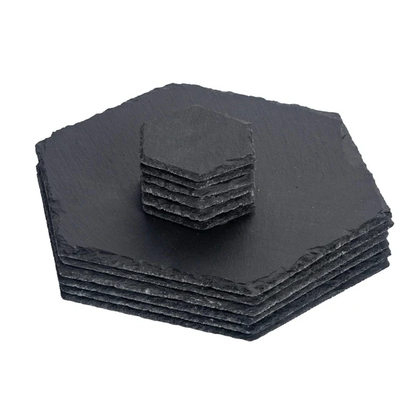 12 Piece Hexagon Slate Placemats & Coasters Set