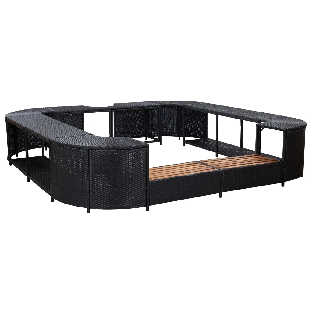 VidaXL Square Spa Surround Black 268 x 268 x 55 cm Poly Rattan