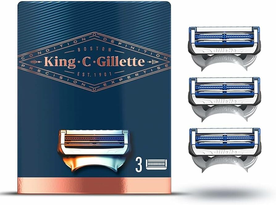 Gillette King Neck Razor Blades X 3 Cartridges