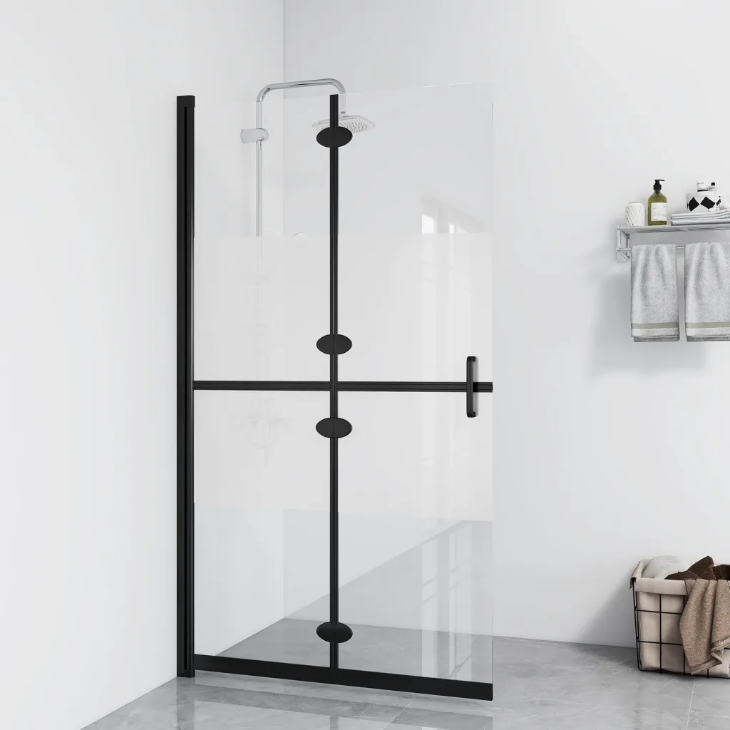VidaXL Foldable Walk-in Shower Wall Half Frosted ESG Glass 90x190 cm