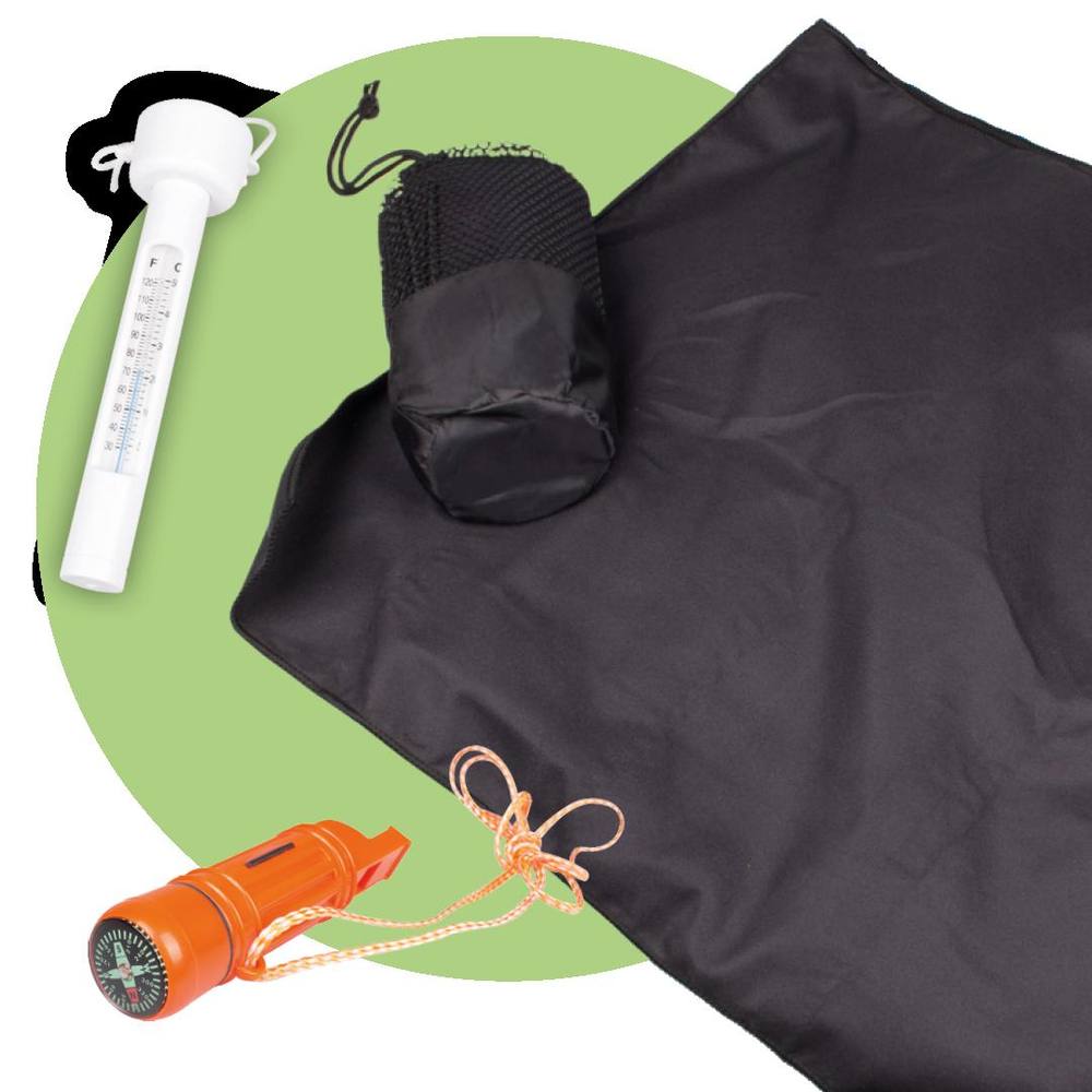 Valiant Wild Swimming Water Sports Essentials Kit - Includes Water Thermometer, Microfibre Towel and 5-in-1 Whistle