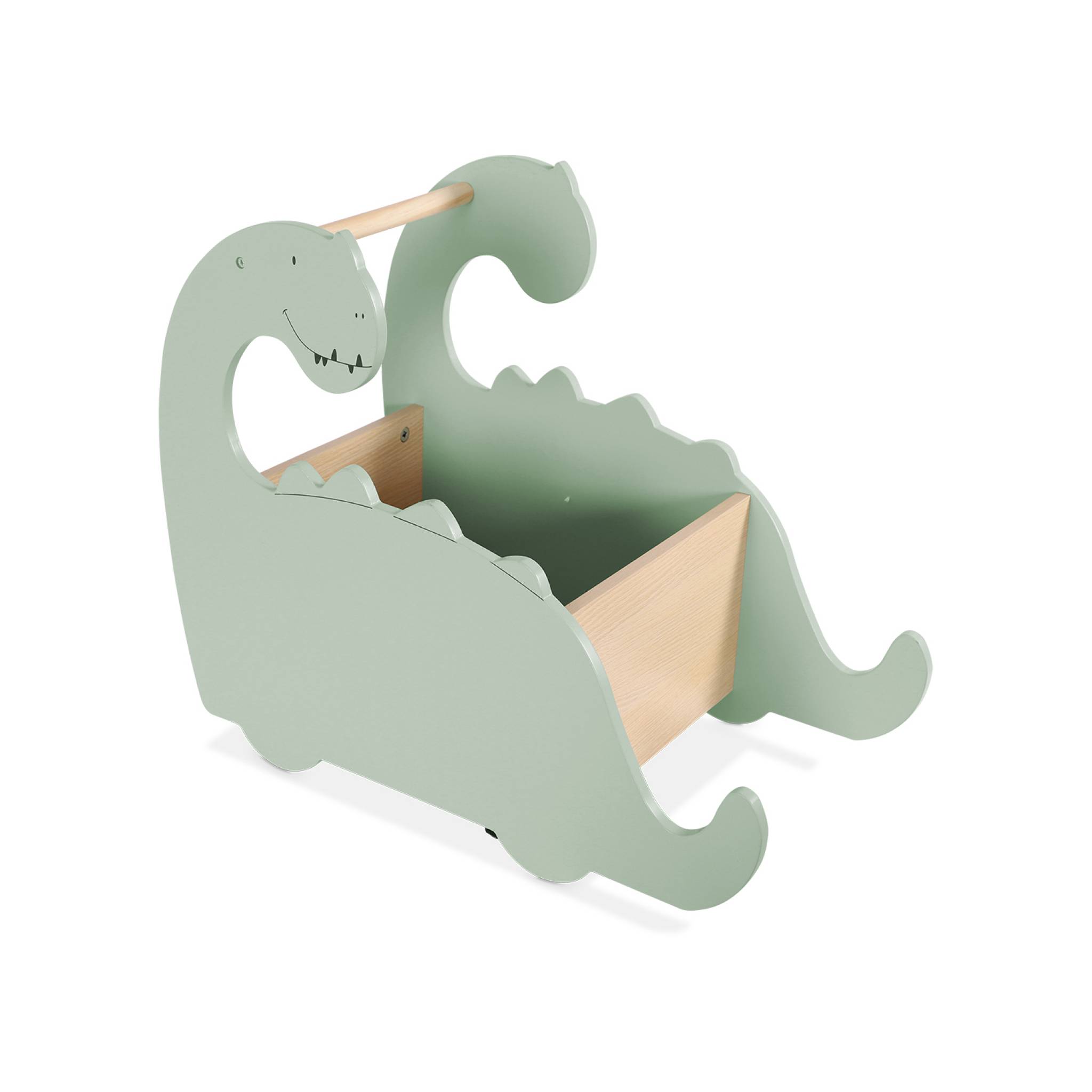 Sweeek . Toy Box For Children With Wheels Dinasour Brachi Green 57.3X31X49 Cm