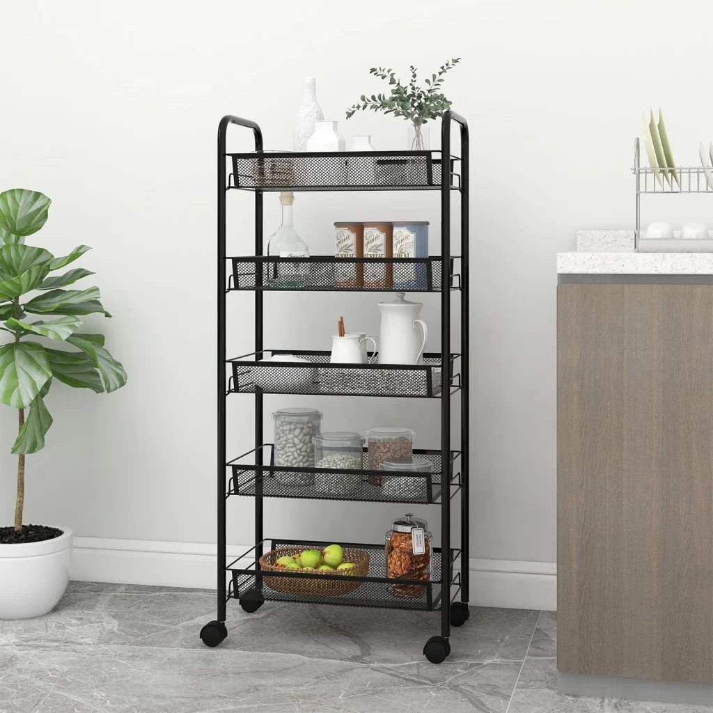 VidaXL 5-Tier Kitchen Trolley Black 46x26x105 cm Iron