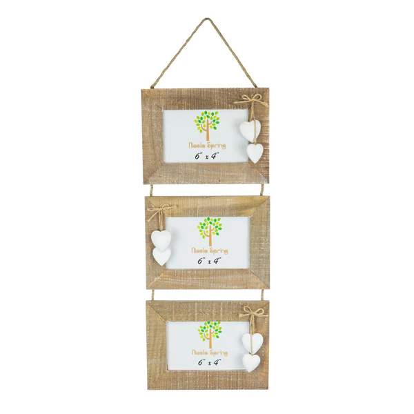 Triple Heart Picture Frame white,brown