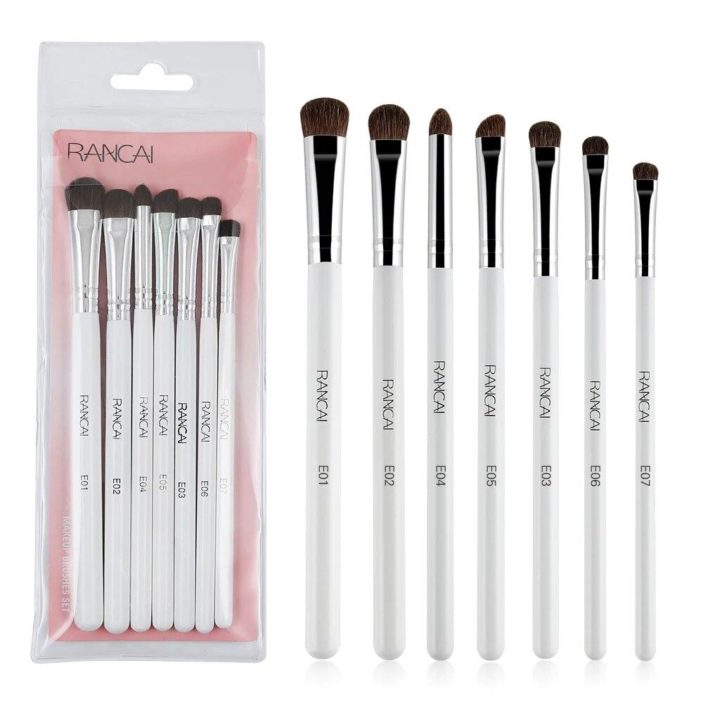 OTRESS 7Pcs Eye Shadow Makeup Brushes Set Natural Horse Hair Cosmetics Brushes Blending Smudge Shader Brush Makeup Tool