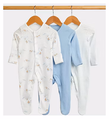 Mothercare My First Woodland Baby Sleepsuits - 3 Pack Up to 10 lbs
