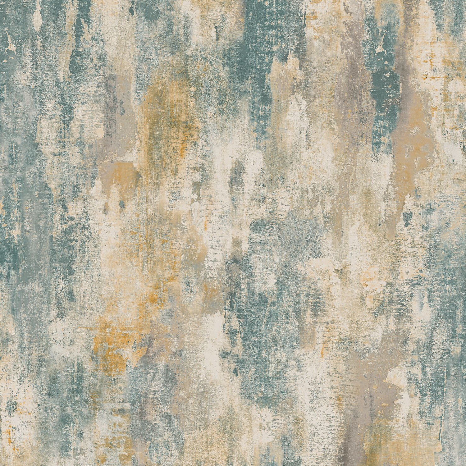 Grandeco Artisan Plaster Wallpaper - Teal and Ochre