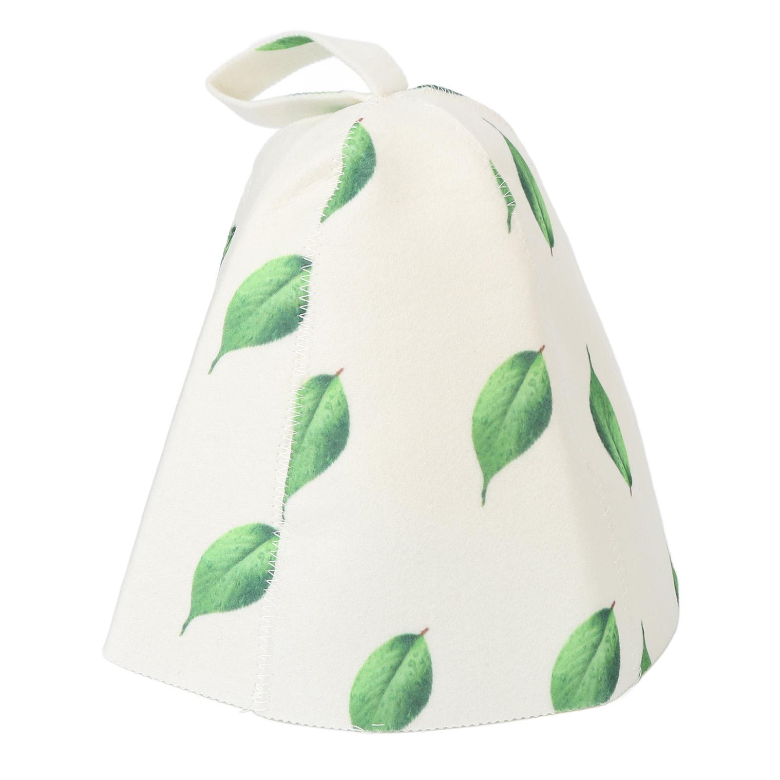 GoolRC Sauna Hat Universal Stylish Cute Green Leaf Print Water Absorption Protective Felt Bath Hat for