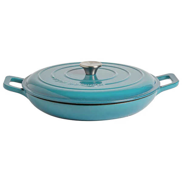 Argon Tableware 2.3L Cast Iron Shallow Casserole Dish - Teal Ombre
