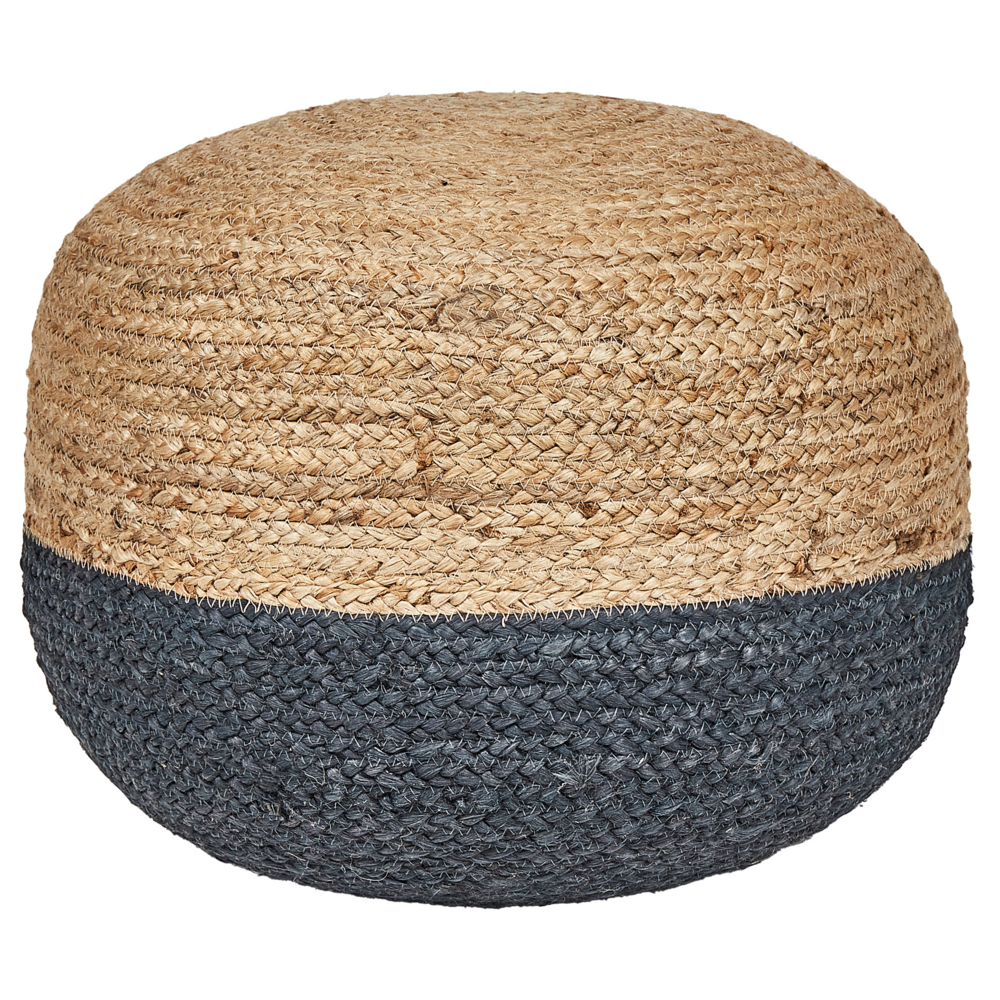Beliani Boho Pouffe Duki Jute Navy Blue