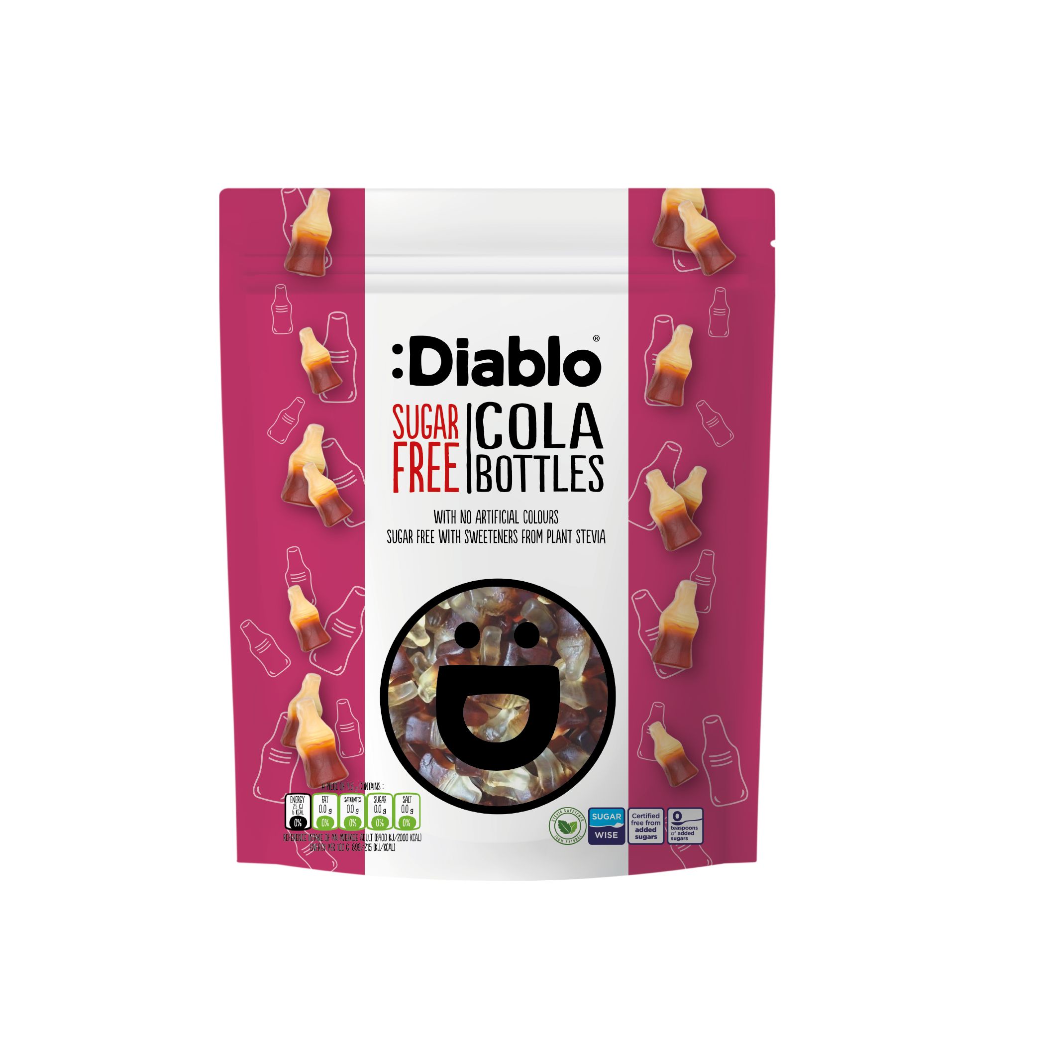 Diablo Sugar Free Cola Bottles with Stevia 75g - 2 Count