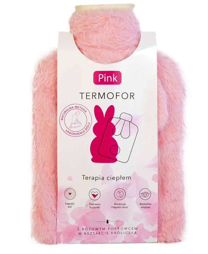 MANADA - Beauty 2L Pink Rabbit-Shaped Hot Water Bottle with Plush Cover