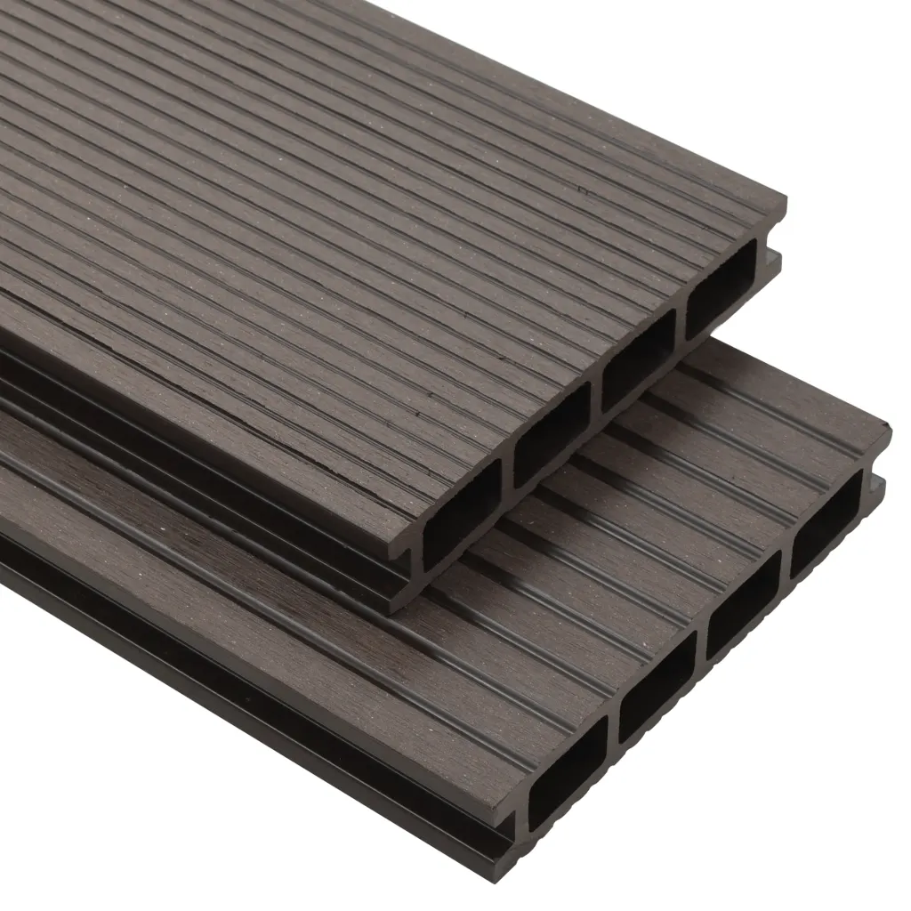 VidaXL WPC Hollow Decking Boards with Accessories 10m² 2.2m Dark Brown