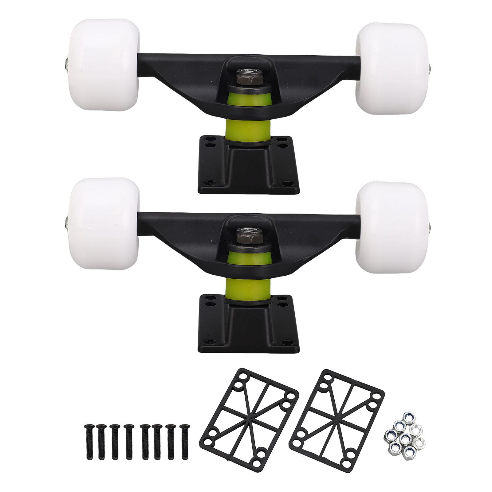 Fishine 2PCS Skateboard Trucks Set with 4 Wheels Aluminum Alloy 5 Inch Shock Absorption Longboard Truck for