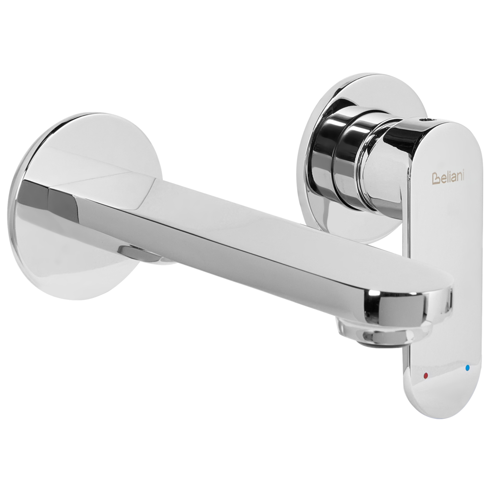 Beliani Wall Mounted Basin Mixer Tap Guatavia Brass Silver