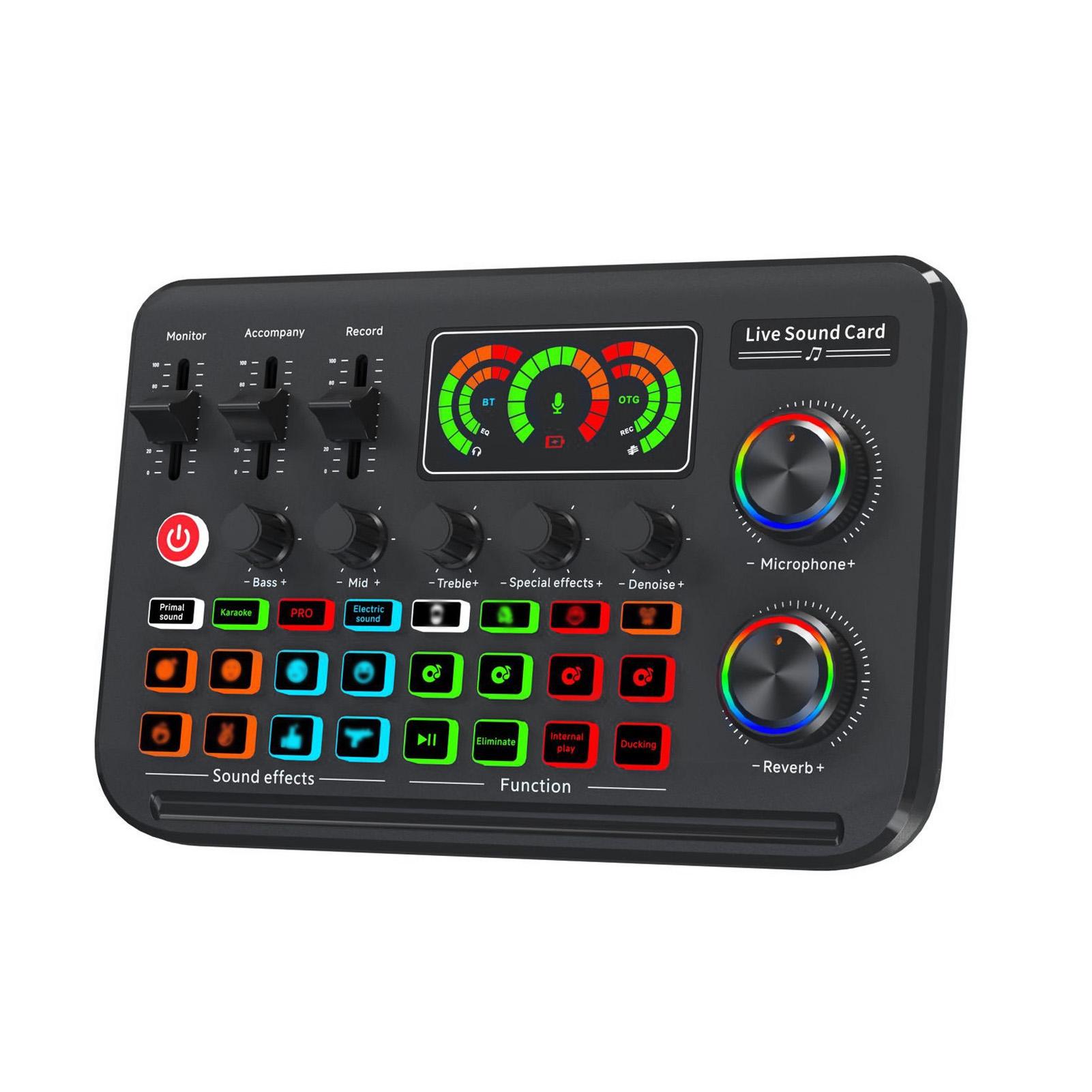 TOMTOP JMS Audio Interface Live Sound Card Audio Recording Desktop Singing Sound Card Mixer BT Wireless Plug black