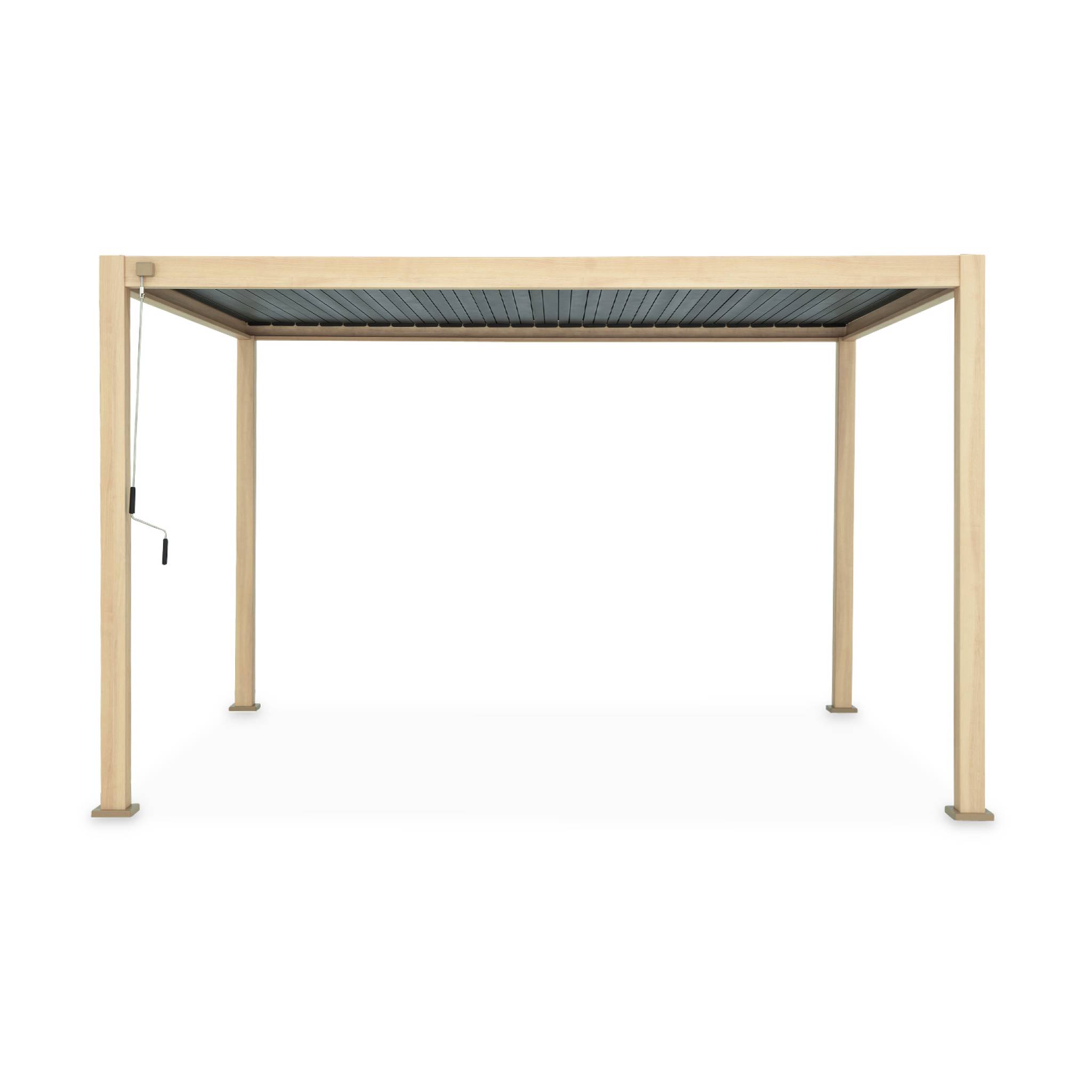 Sweeek . Bioclimatic Pergola Colour Clear Wood Triomphe 3X4M Aluminium With Adjustable Blades