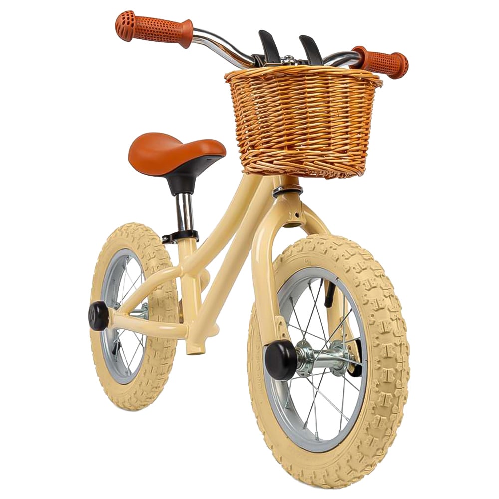 Bigjigs Toys Cream Balance Bike With Basket - Pedal Free Toddler Bikes, Cream