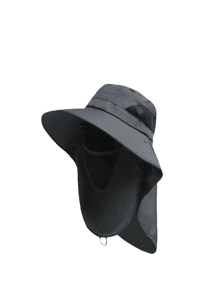 WQ Hat Industry Summer Sun Hats, Outdoor Fishing Hats, Men's And Women's Camping Visors, Bucket Hats, Neck Flap Bucket Hats One Size gray