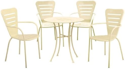 GARDEN FRIEND Set Salotto salottino da esterno in acciaio 4 poltrone + tavolo Ginevra Crema