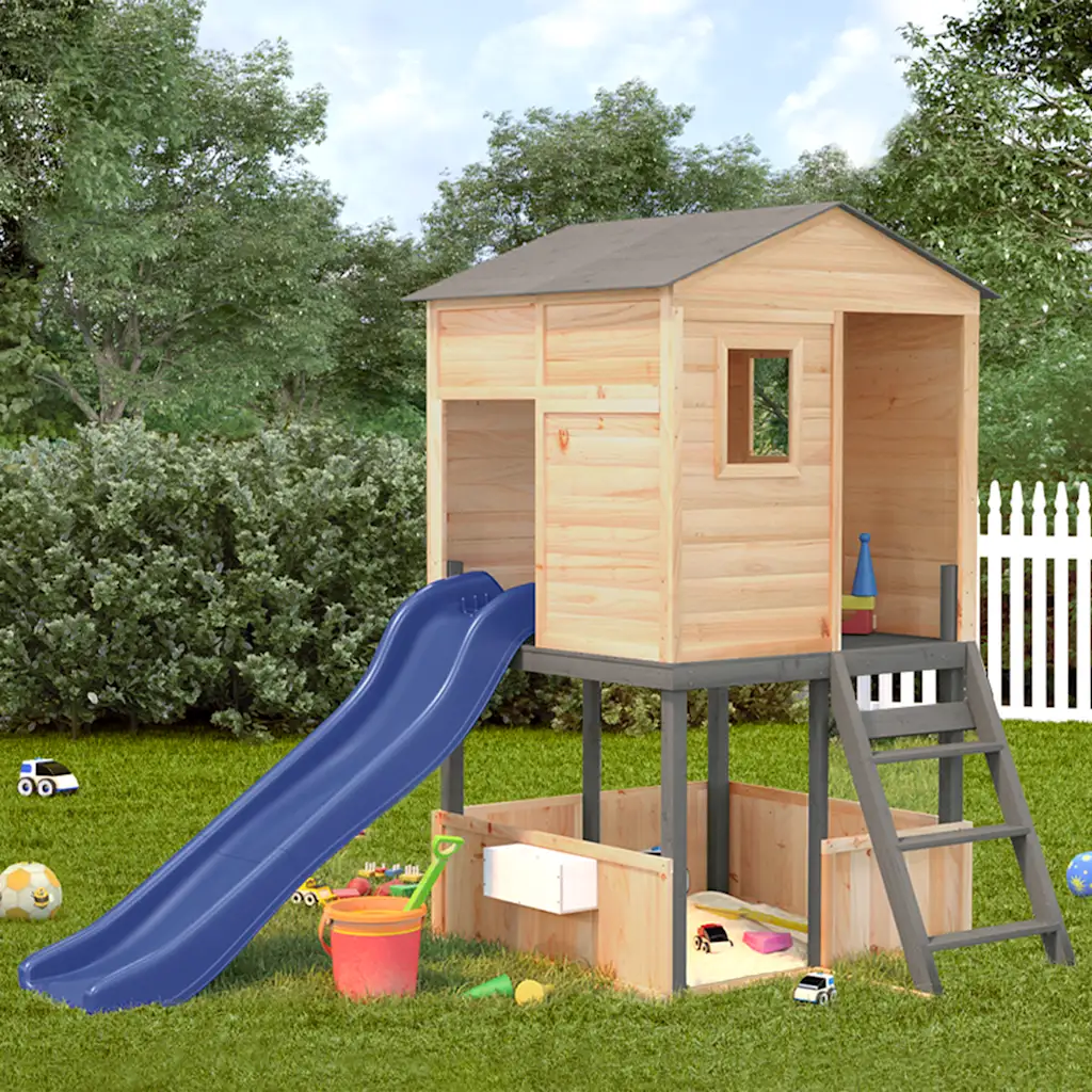 VidaXL Outdoor Playset Dark Grey Solid Wood Fir playset wooden playset