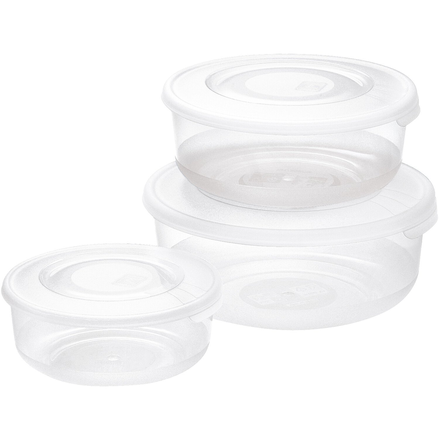 Set of 3 Round Food Storage Containers - Clear