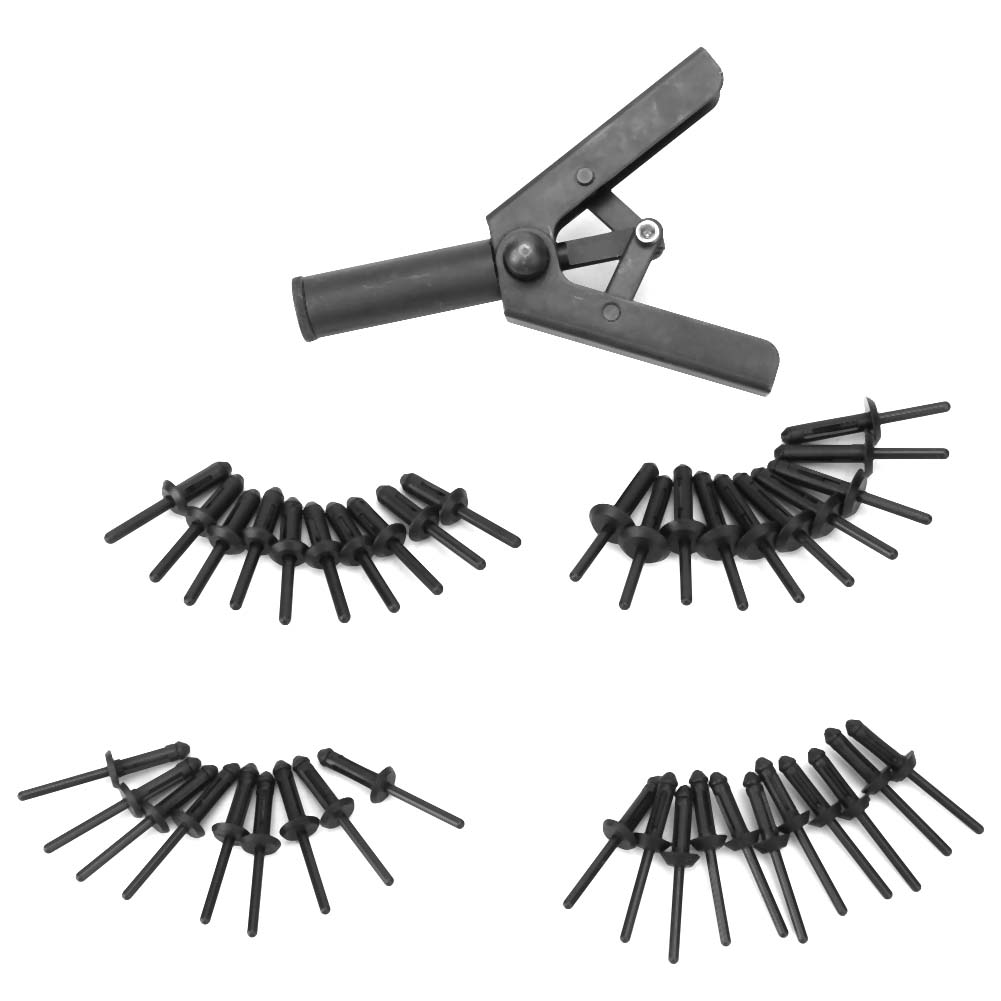 Koogeelife 40Pcs Various Sizes Rivets 1Pcs Carbon Steel Ergonomic Design Poly Rivets white