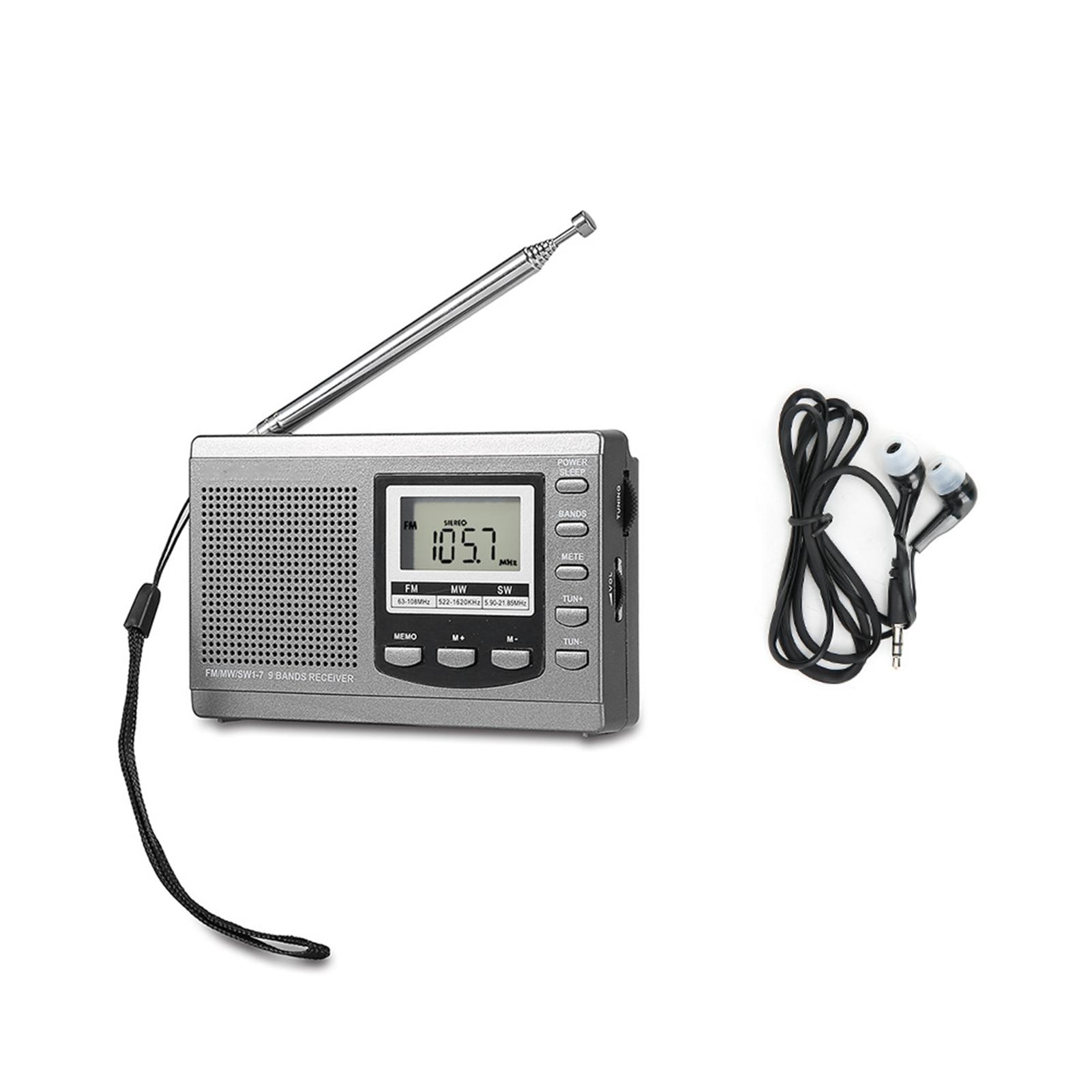 DIYelecs Portable Mini Radios FMMWSW Receiver with Digital Alarm Clock FM Radio Receiver Grey gray